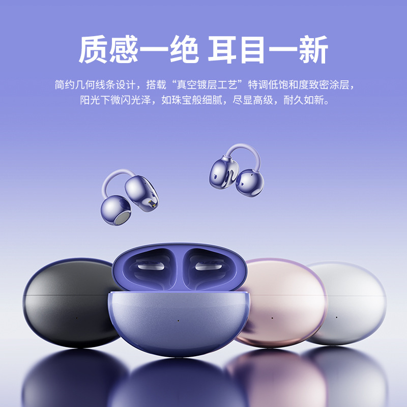 Ear-Clip Bluetooth Earphones, No-Feel Wear, Stays Secure During Sports
