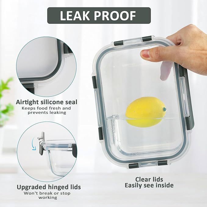 Cross-border heat-resistant transparent food storage container, food-grade lunch box, rectangular high borosilicate glass lunch box, Amazon. - 5
