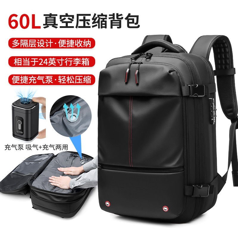 Men's backpack with vacuum compression and anti-theft feature