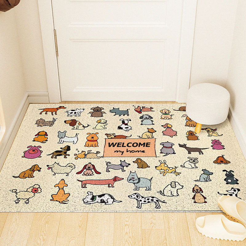 Cuttable Non-Slip PVC Door Mat with Cute Dog Design