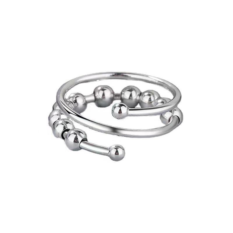 Brass Bead Spinner Ring, Stress Relief, Open Design