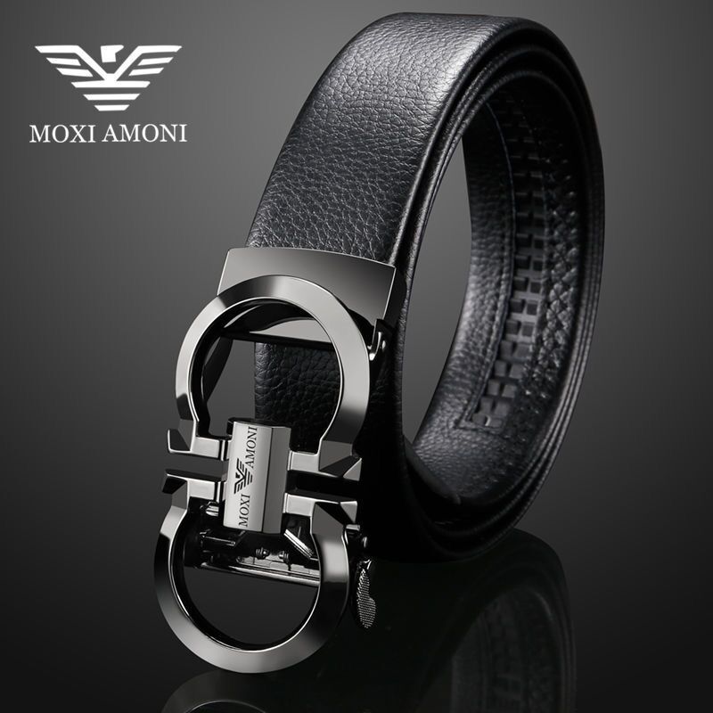 Men's belt with simple alloy automatic buckle, suitable for young and middle-aged men, versatile for business attire and trousers, fashionable men's belt.