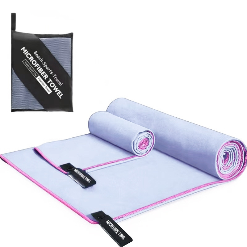 Taşınabilir Saklama Çift Taraflı Polar Üç Parçalı Set Hızlı Kuruyan Havlu Fitness Kamp Dağcılık Ultra İnce Fiber Spor Havlu Seti - 9