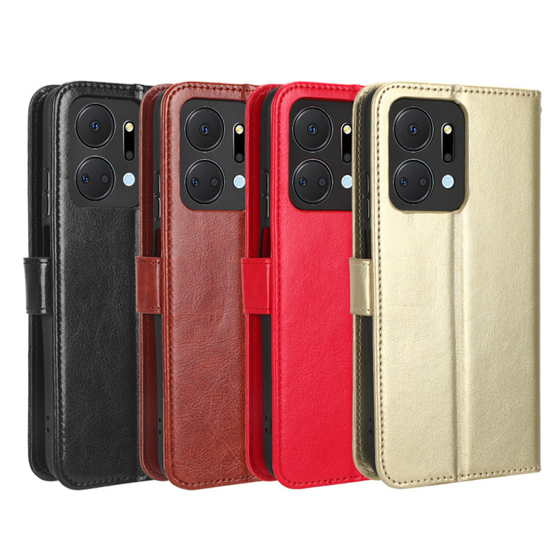 Honor X6A X7A X8A leather phone case Crazy Horse pattern wallet design