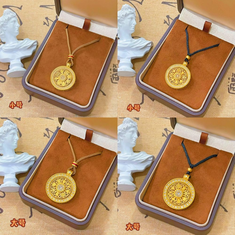 Vietnamese gold compass pendant rotatable women necklace - 1