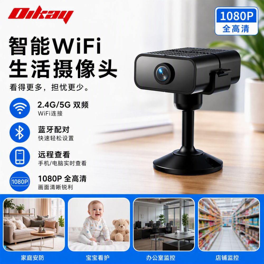 İç ve dış ortam gözetim kamerası HD gece görüşü WiFi uzaktan izleme