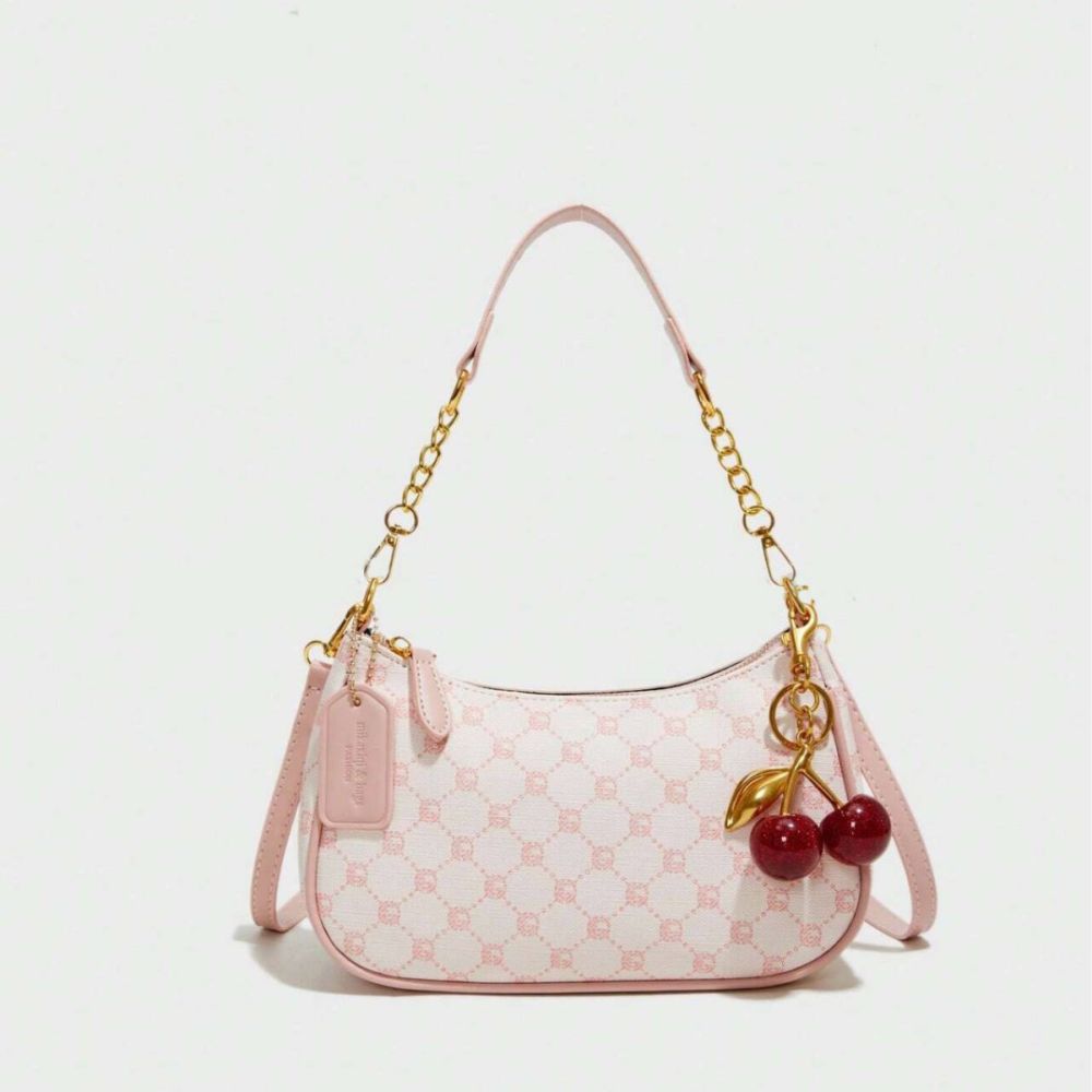 Vintage Print Women's Underarm Bag with Single Shoulder Strap