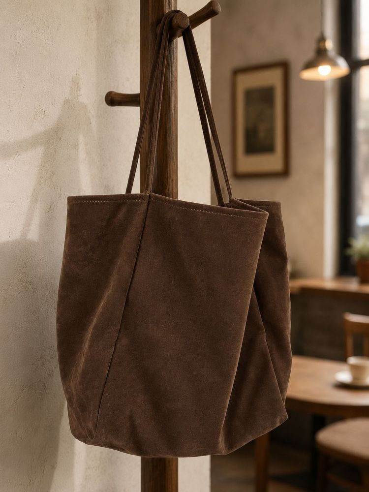 Großvolumige Schultasche aus Veloursleder in Herbst-Winter-Kollektion, Lazy-Style-Design, vielseitig kombinierbar, Handtasche mit großem Fassungsvermögen für Studentinnen und zum Einkaufen - 3
