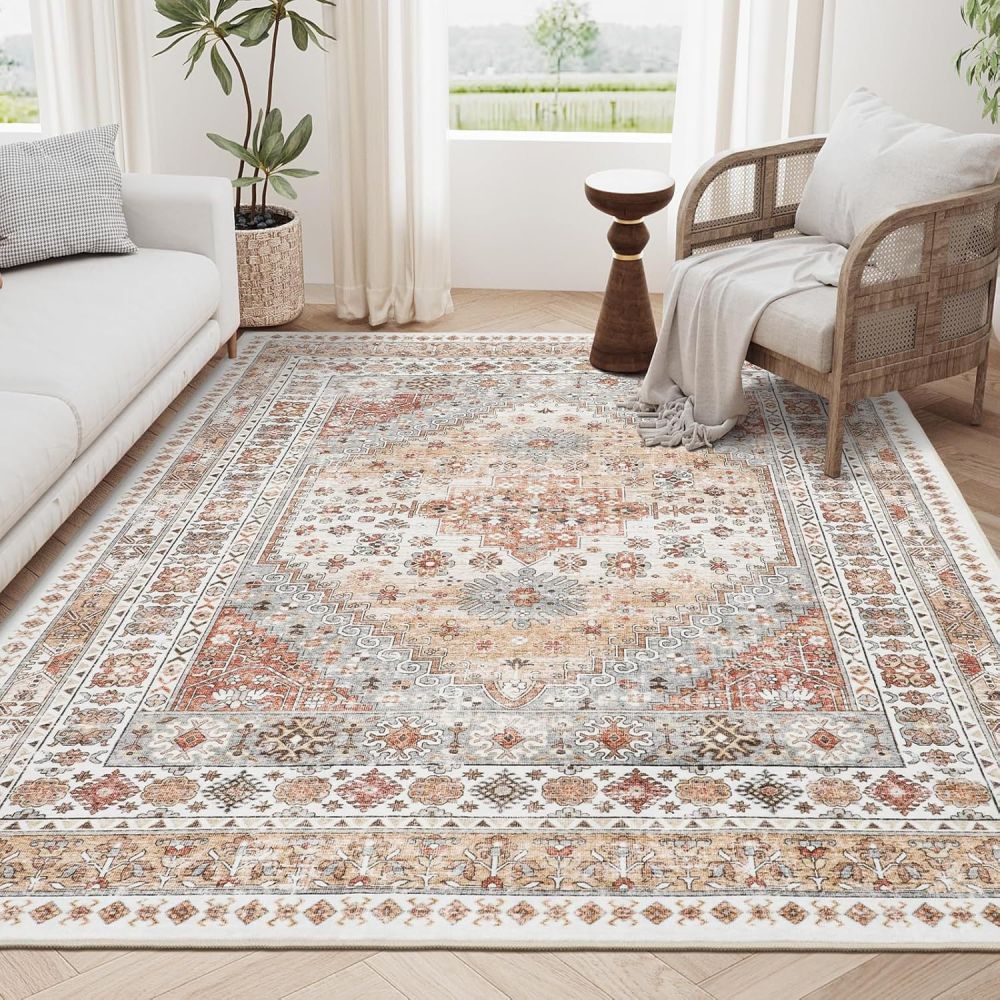 Anti-Slip Persian Rug, Stain and Wear Resistant, Large Area