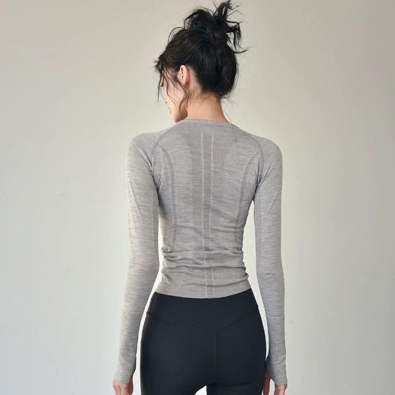Yoga-Sportshirt Damen Langarm Schnelltrocknend Outdoor