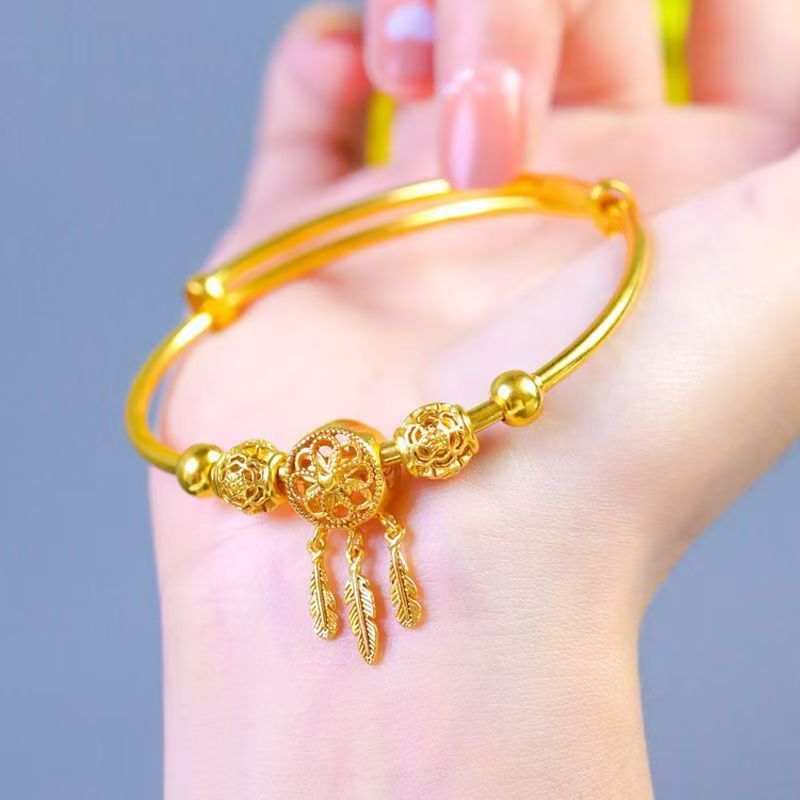 Dream catcher bracelet, sand gold, push-pull closure - 1