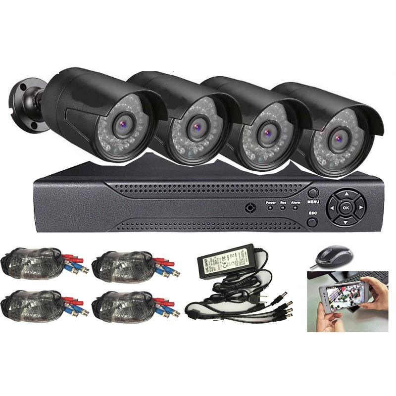 4 kanallı CCTV güvenlik sistemi ağ gözetim kiti
