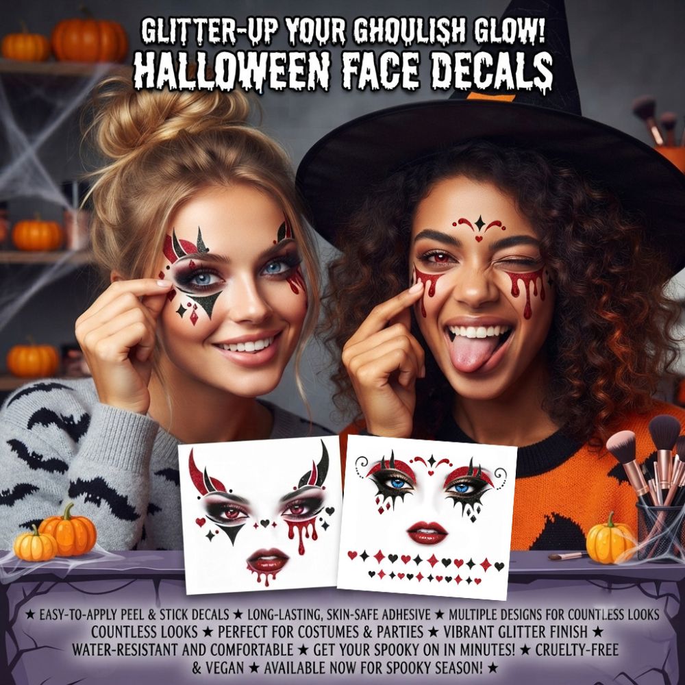 Waterproof Face Glitter Stickers for Halloween and Festival Makeup - 1