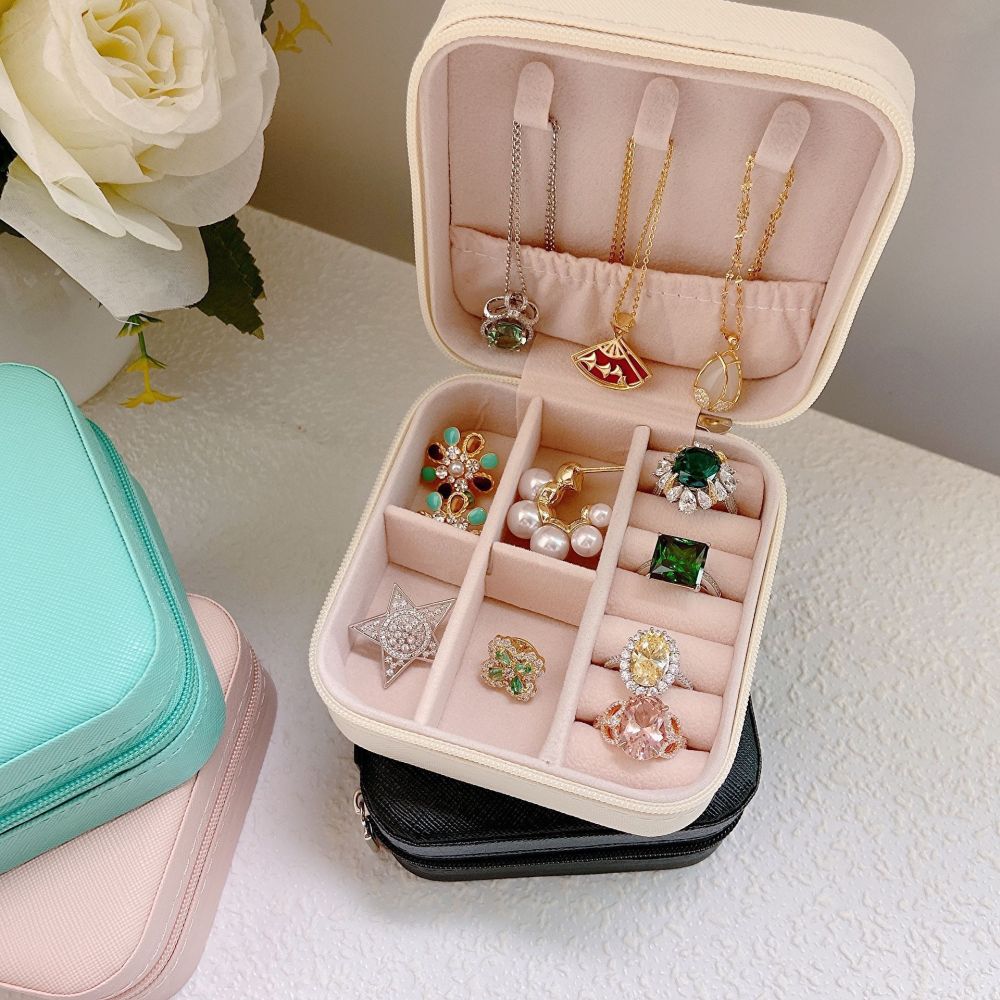 Schmuckschatulle Reise-Aufbewahrungsbox tragbar Geschenkbox Ohrstecker Ring Verpackung Schmuckdose Premium-Schmuckkasten Schmuckkästchen Schmuckschatulle - 3