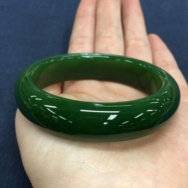 Rusya Hotian yeşil jade bilezik, imparator yeşili - 1