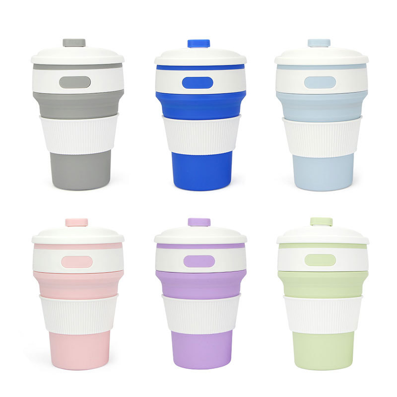 Grenzüberschreitender heißer faltbarer Wasserbehälter 350 ml Silikonbecher praktischer komprimierbarer faltbarer Kaffeebecher Großhändler Hersteller Quelle - 6