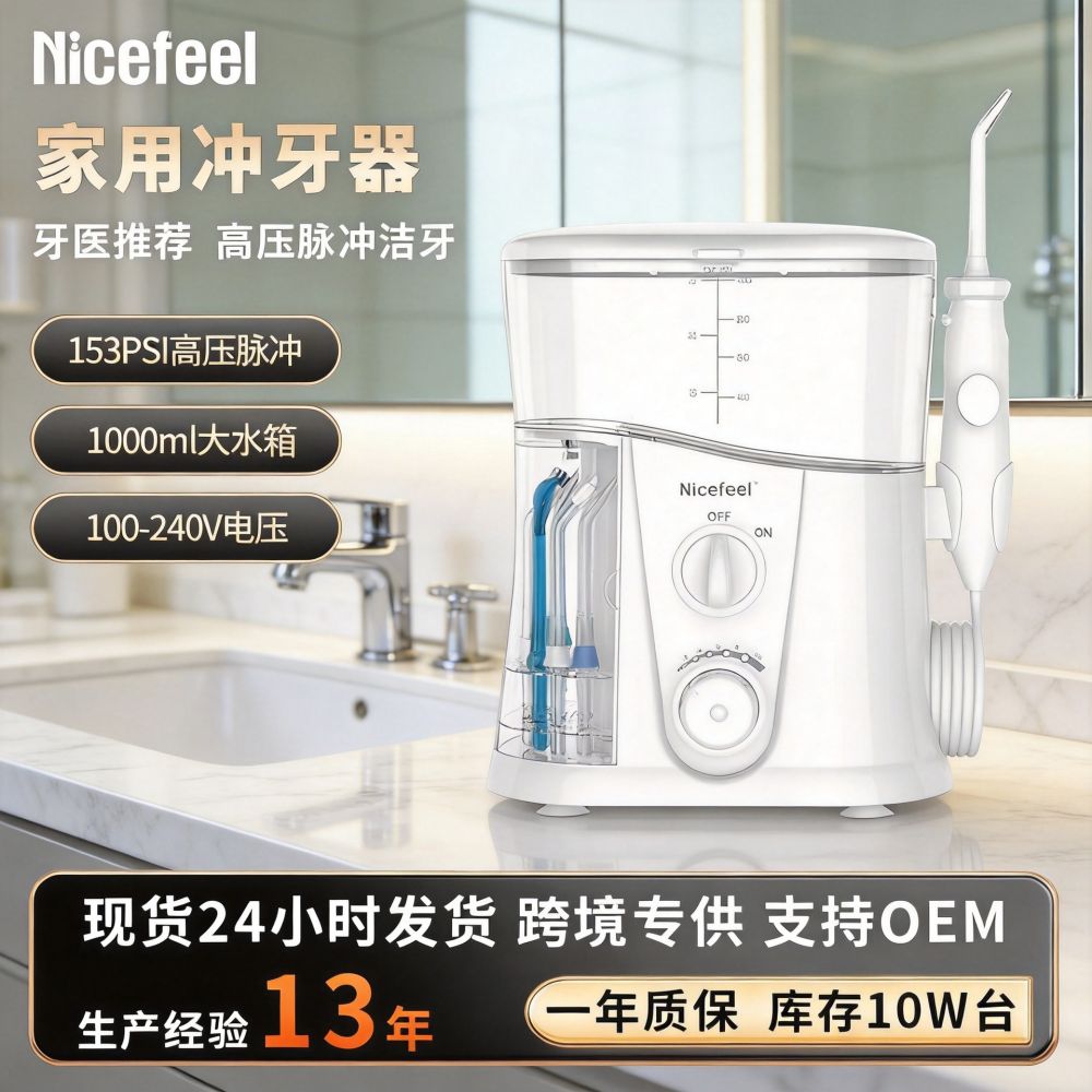 跨境OEM贴牌家用插电台式洗牙器 10档调节洁牙器电动冲牙器工厂