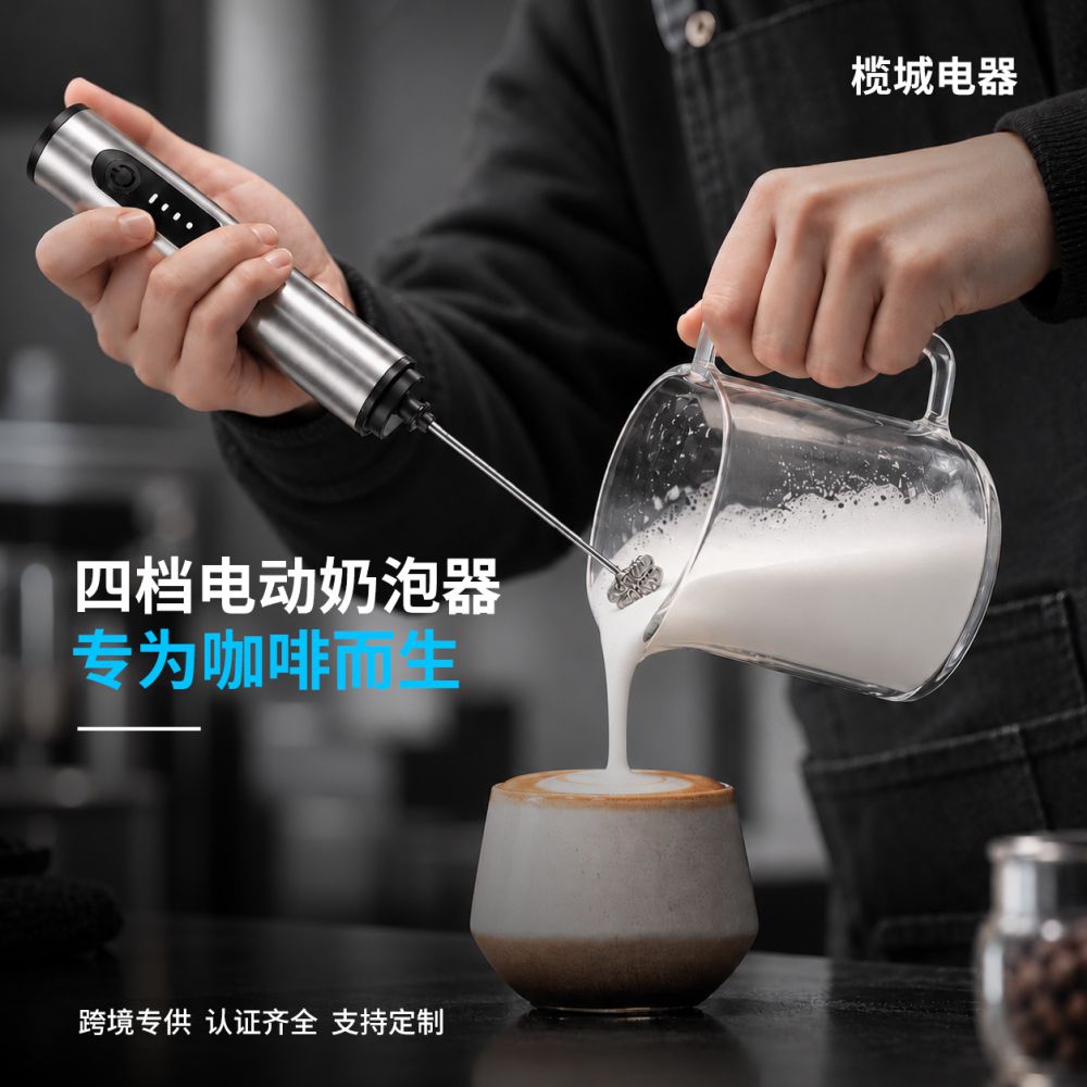 Electric milk frother, coffee, manual whisk, portable