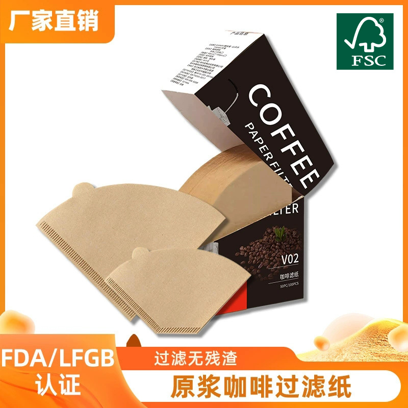 v02 Fächerförmiges Kaffeefilterpapier für Pour-Over, Einweg