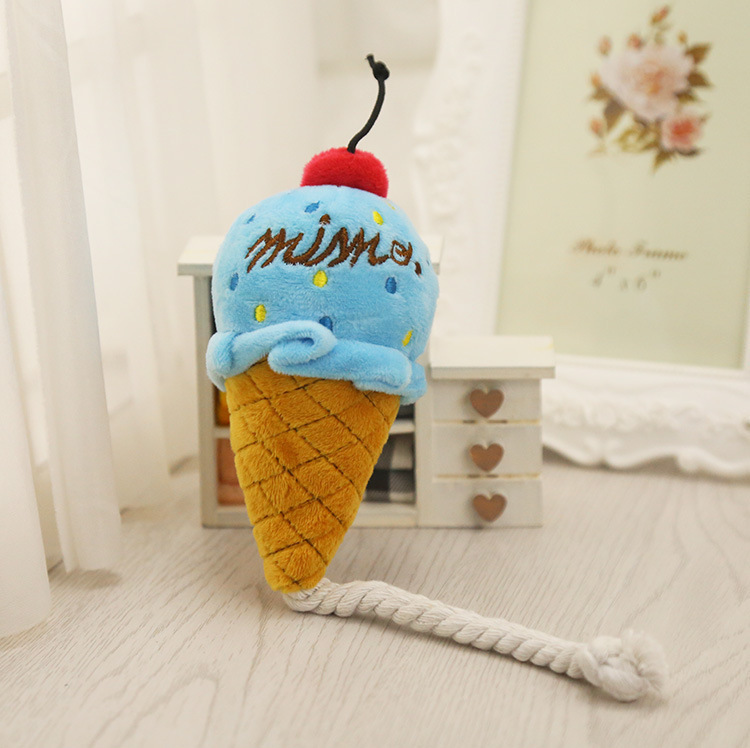 Two-Color Ice Cream Squeaky Dog Toy, Pink and Blue