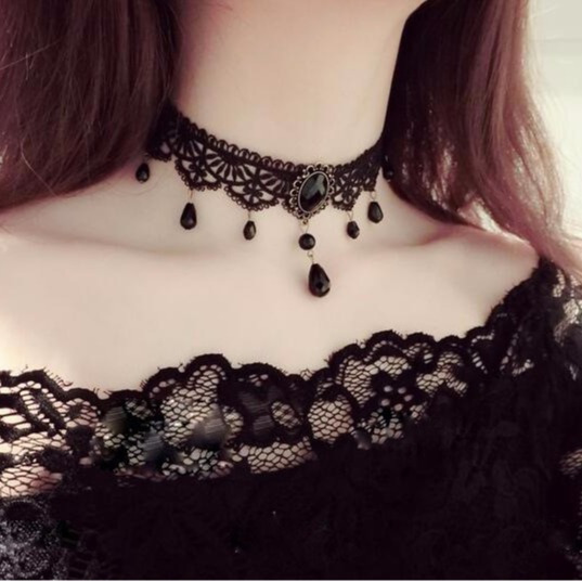 Sınır ötesi aksesuarlar kadın boyun bandı saray gotik seksi gerdanlık dantel kolye gerdanlık köprücük kemiği zincir kolye retro