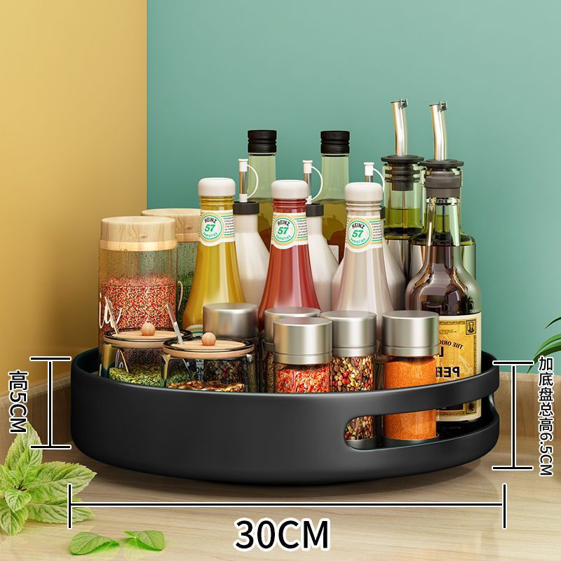 Rotating kitchen spice rack multi-tier countertop spice organizer kitchen spice storage box rotating tray removable - 12