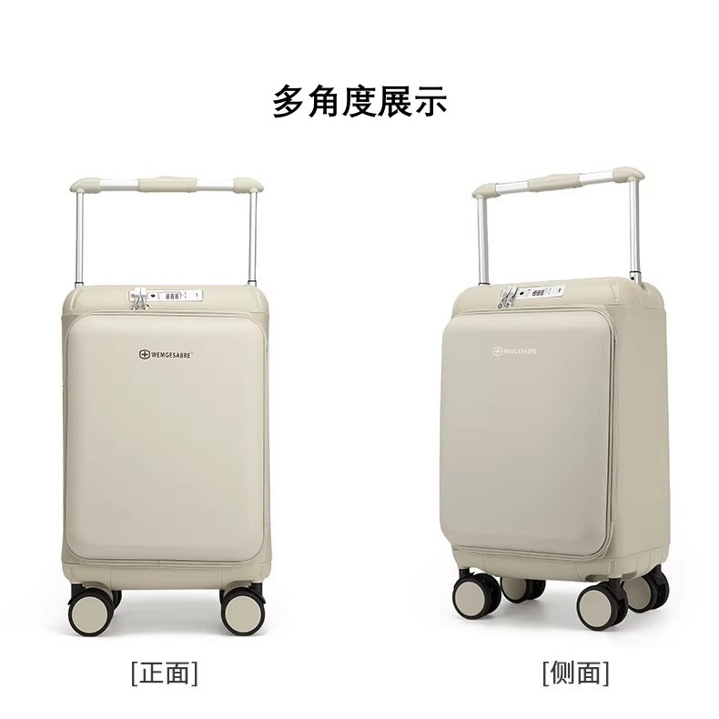 In Stock Hot-Selling Front-Opening Wide Handle Luggage 20 Inch Carry-On Suitcase Ultra-Light TSA Customs Lock Travel Luggage