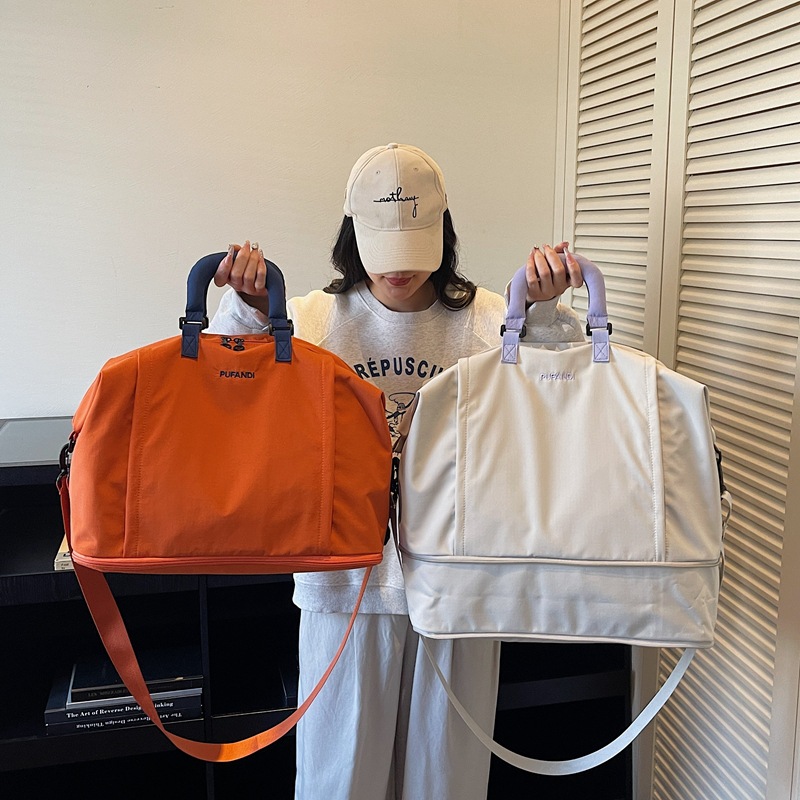 跨境可拓展健身包大容量扩容斜挎运动包出差短途旅行包待产收纳包