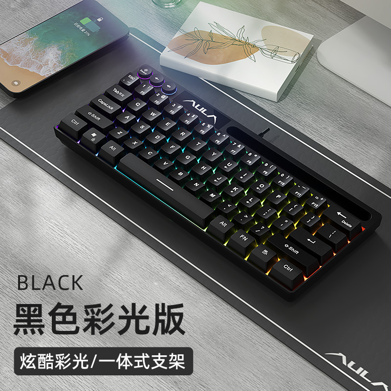 AULA Wolf Spider F3061 Mini Mechanical Feel Keypad 61 Keys Wired RGB Desktop Laptop Tablet Portable
