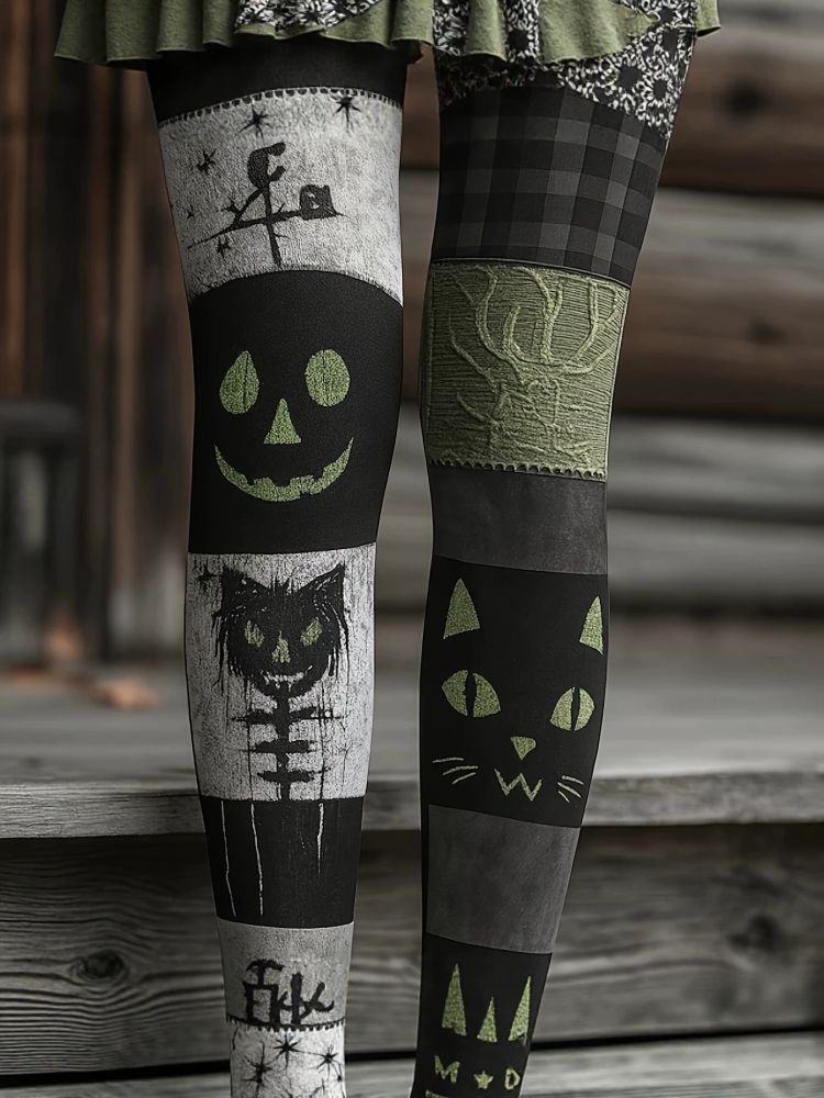 Halloween Print High-Waist Women's Yoga Leggings, Butt-Lifting Fitness Leggings
