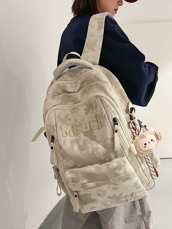 Backpack new large capacity simple urban multifunctional middle school students men and women same style school bag solid color comfortable backpack