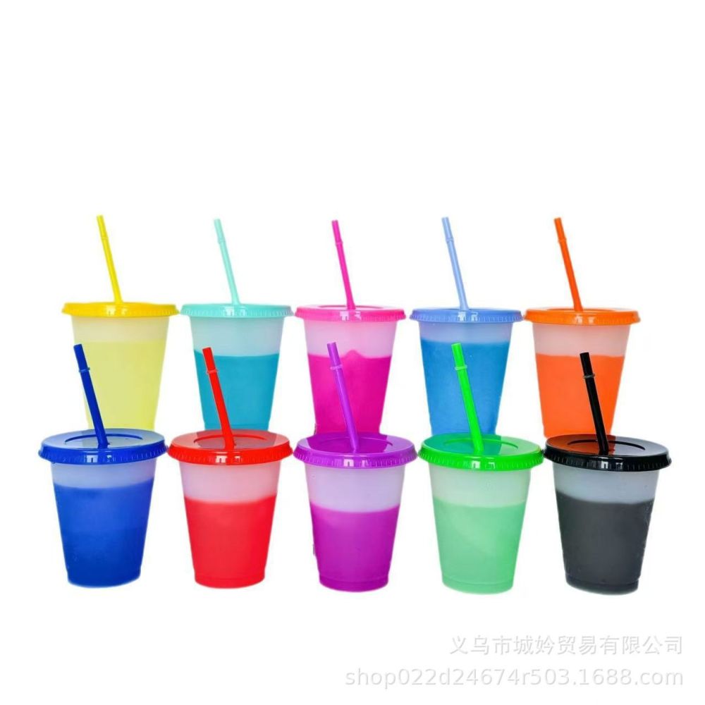 475ml einfachschichtige thermochrome Tasse, Lebensmittelqualität PP Sporttrinkflasche, Kaltgetränkebecher für Verkaufsstände, sofort lieferbar, individuell bedruckbar mit Logo - 6