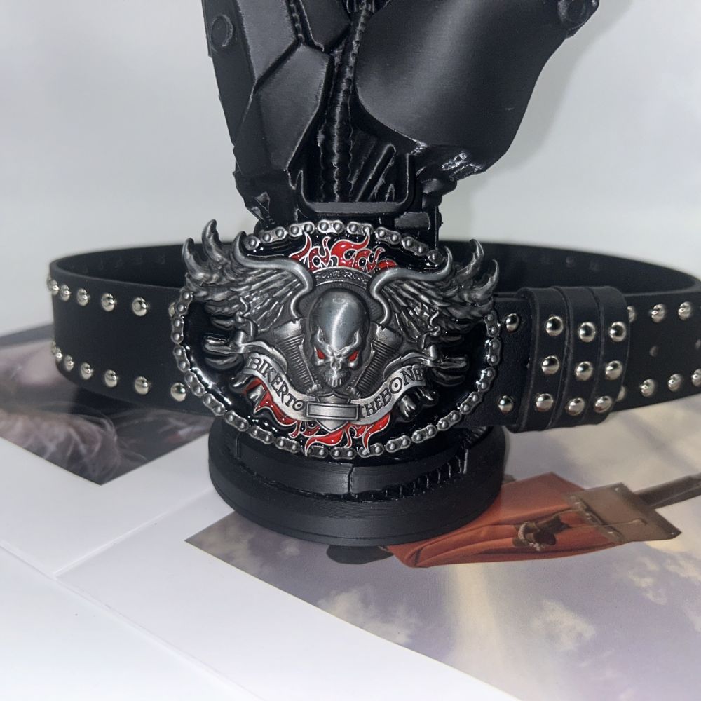 Poker Totenkopf Handschuh Nieten Gürtel Herren Universal Dekoration Gürtel für Röcke Jeans Ledergürtel Punk Style Gürtel - 1