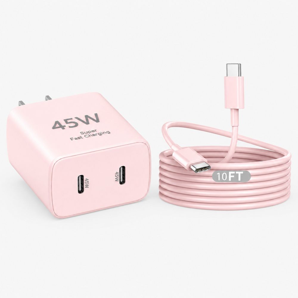 PD45W Süper Hızlı Şarj Cihazı Seti Çoklu USB Portlu GaN Adaptör ABD Fişi