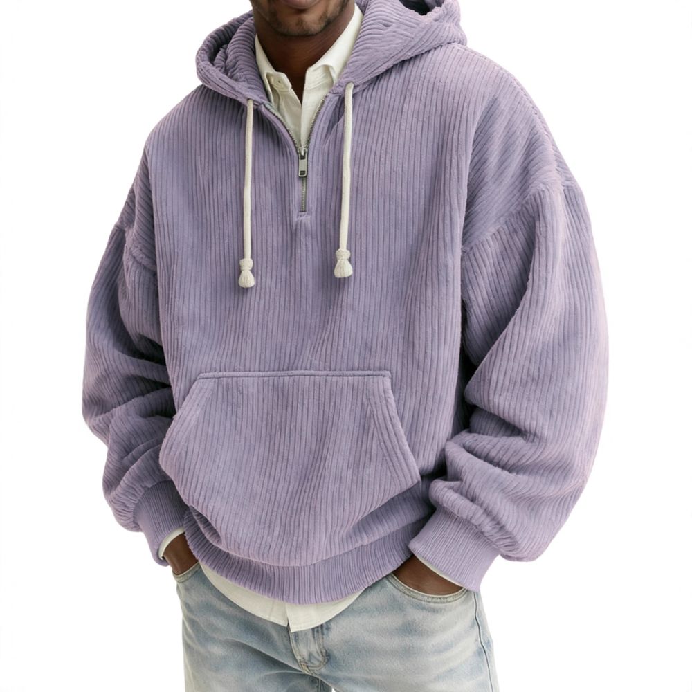 Herren-Hoodie mit Digitaldruck und halbem Reißverschluss, Herbst 2026