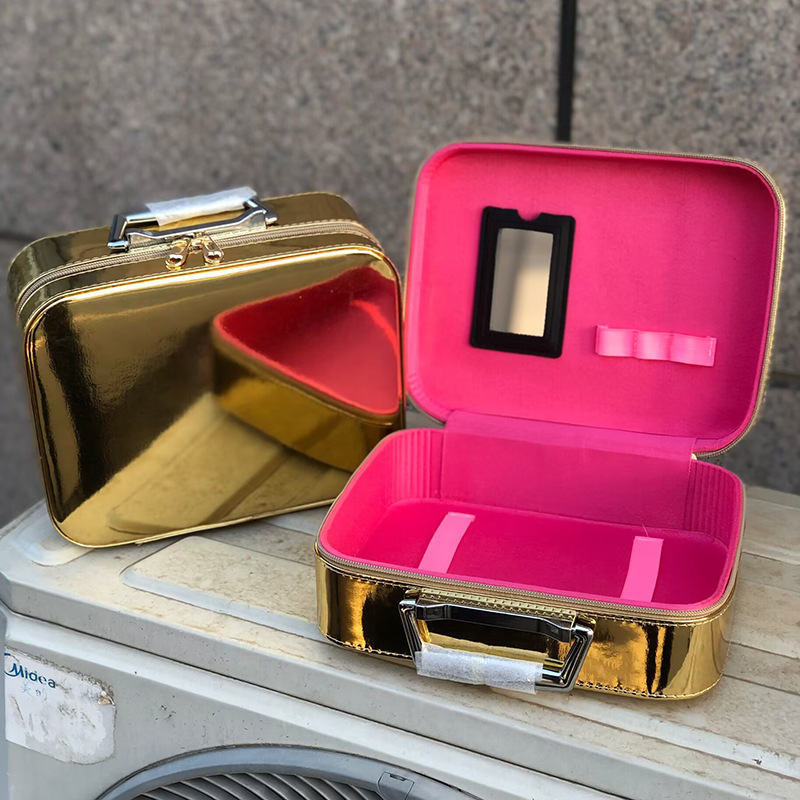 PU Glossy Leather Cosmetic Bag, Hard Shell Storage Box