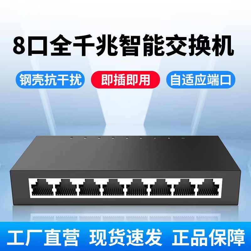 8-Port Gigabit Ethernet-Switch mit Stahlgehäuse, 1000M