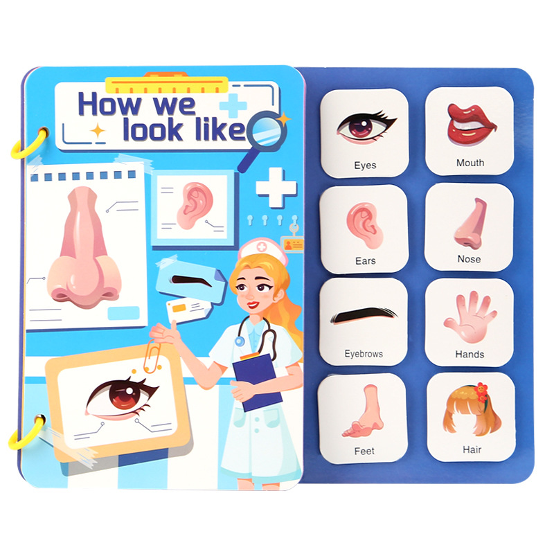 Grenzüberschreitendes spanisches Stillbuch Busy Book mit wiederverwendbaren Klettsticker-Büchern, Kinder-Frühförderung, Klappbuch mit Beschäftigung