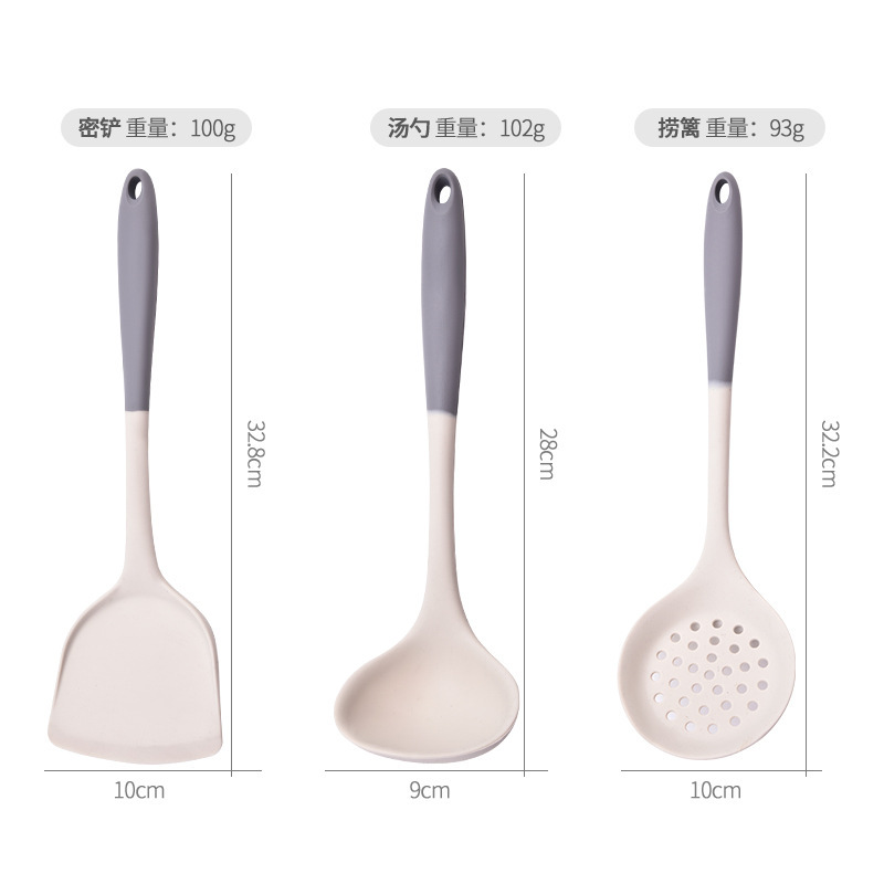 Silikon spatula, ev pişirme spatulası, mutfak yapışmaz spatula, yüksek sıcaklığa dayanıklı çorba kaşığı, kevgir, mutfak eşyaları seti - 4
