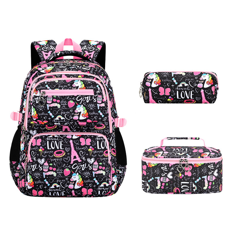 Amazon Cross-Border Hot-Selling Backpack Girls Three-Piece Set School Bag Elementary School Campus Cute Ins Style Shoulder Backpack