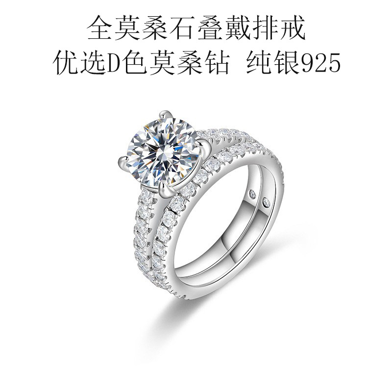 925 Silver 18K Gold 3 Carat Moissanite Ring Women