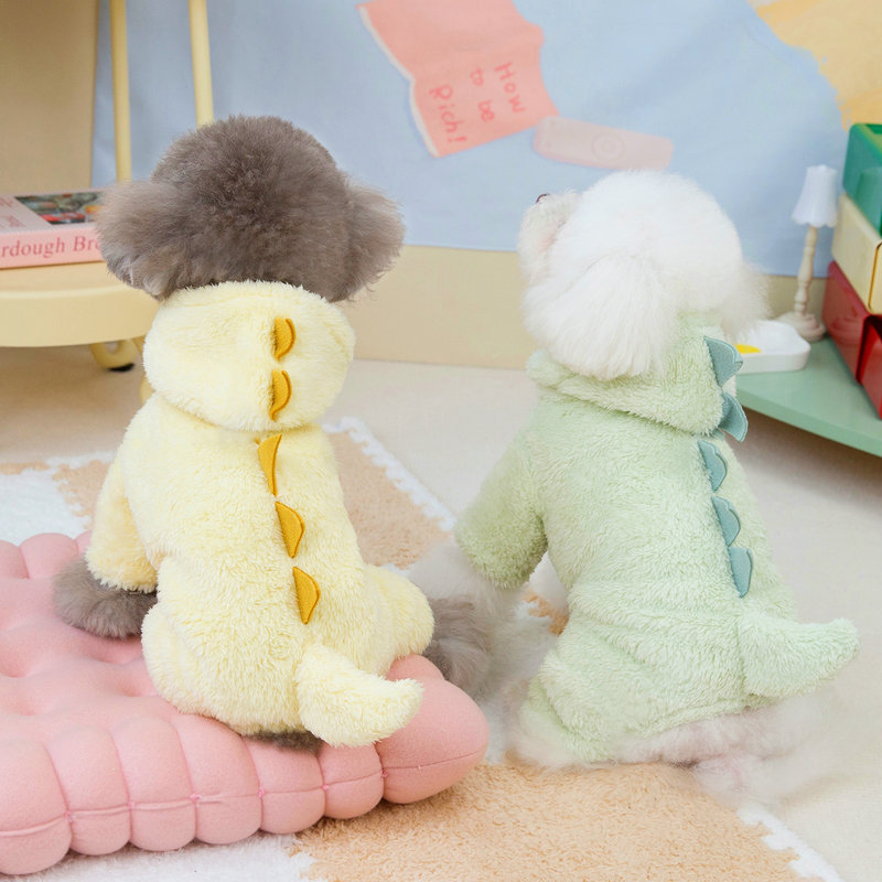 Thickened Autumn Winter Dinosaur Fleece Clothing for Small Dogs