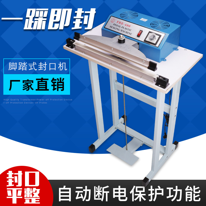 Foot-operated sealing machine shrink film cutting