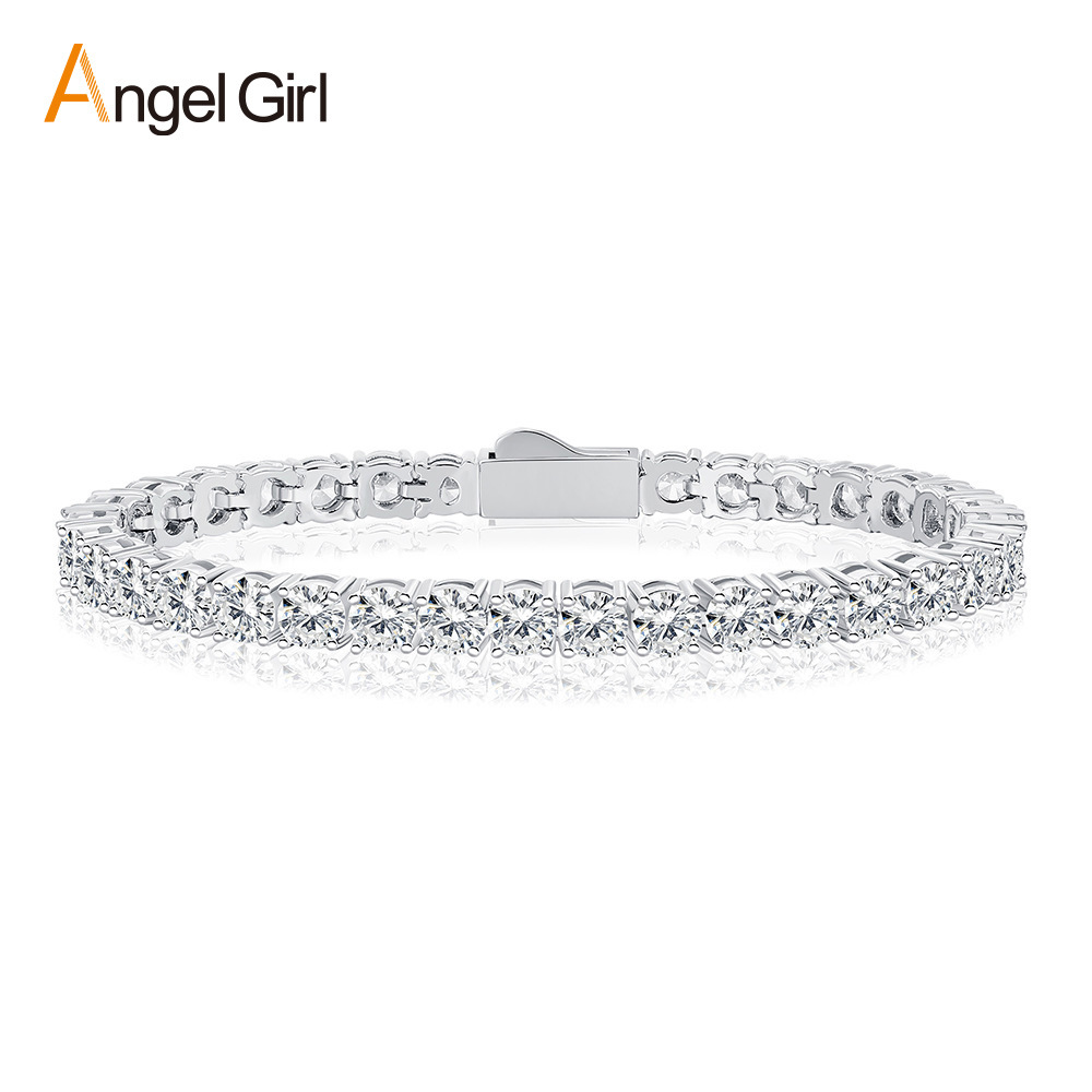 4-mm-Zirkonia-Tennisarmband mit Federverschluss, modernes Design