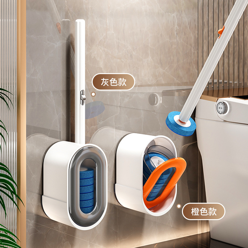 Disposable Toilet Brush with Replacement Heads, Wall-Mounted