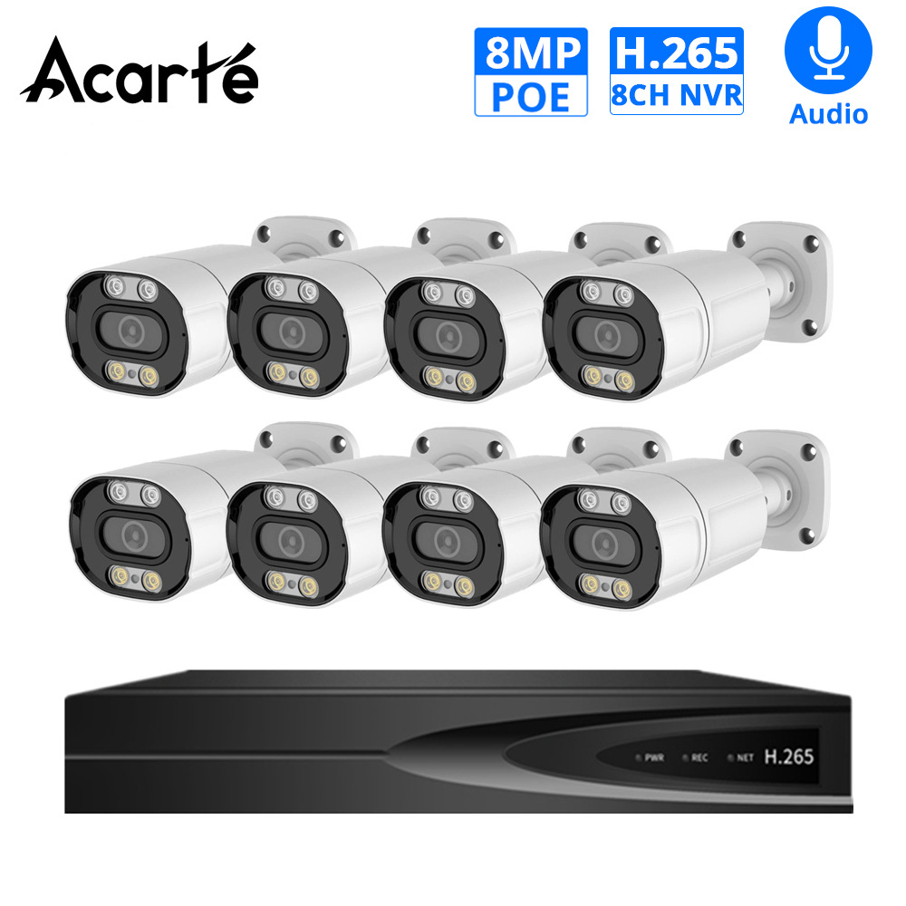 Acarte 8MP 4K CCTV-Set mit Vollfarb-PoE-Sicherheitskameras