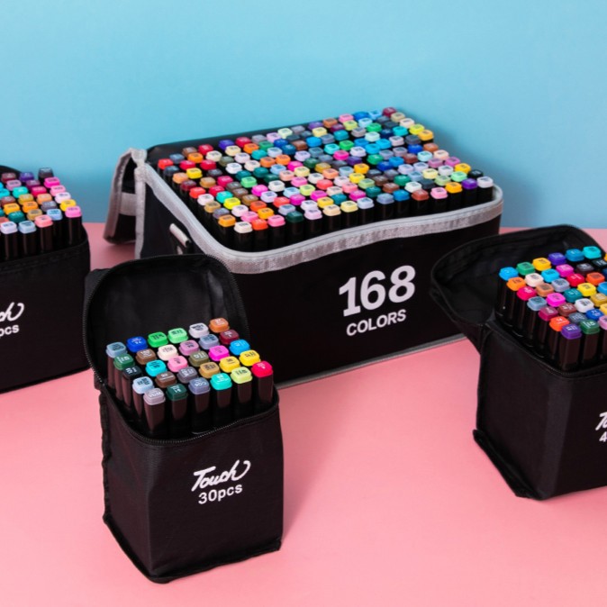 Double-Ended Refillable Marker Set, 36 to 168 Colors, Oil-Based