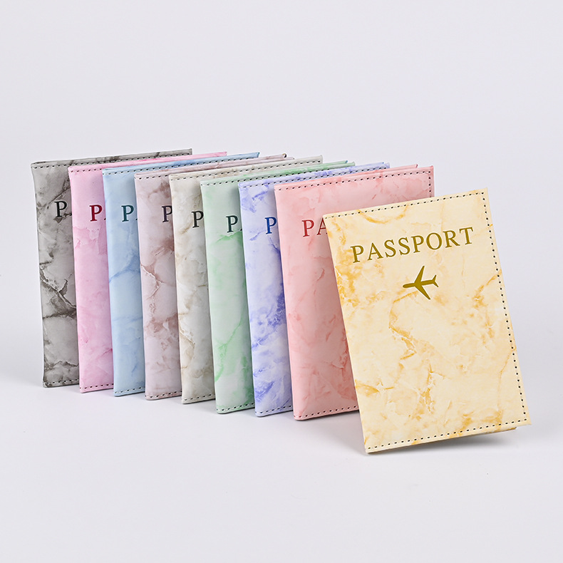 Macaron Colored Marble Pattern Ultra-Thin Passport Holder