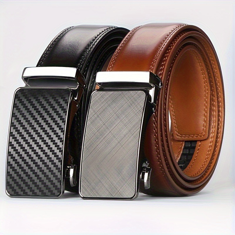 Foreign trade cross-border automatic buckle belt men's leather belt buckle male genuine leather youth business automatic buckle matte