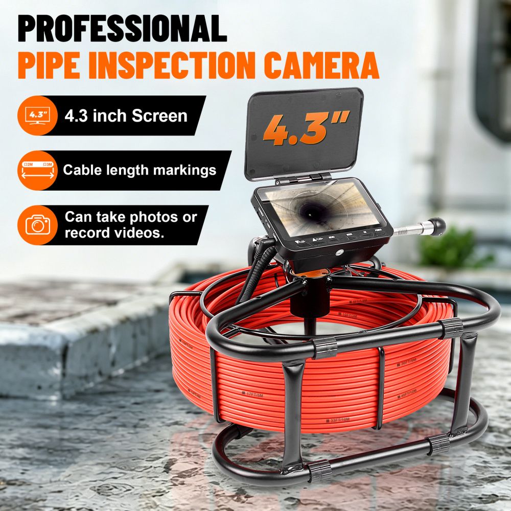 Foreign Trade Cross-border Supply Pipeline Endoscope with Measurement Markings for Photography and Recording 4.3 Inch Screen 16.5mm Small Lens